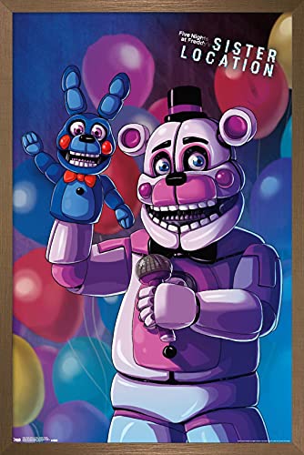 Trends International Five Nights at Freddy's: Sister Location - Funtime Freddy Wall Poster, 14.725" x 22.375", Bronze Framed Version