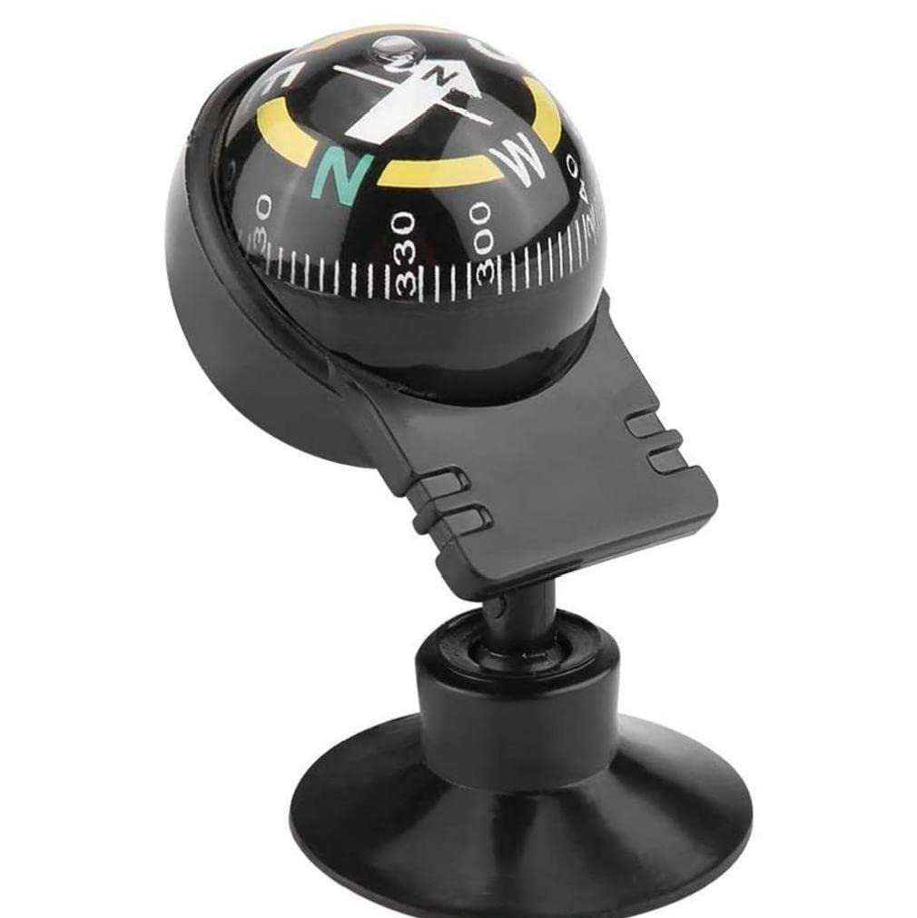 Ruluti Car Compass Ball, Mini Compass Compact Ball Compass, Perfect for Finding Direction, Universal Dashboard Dash Stand Black
