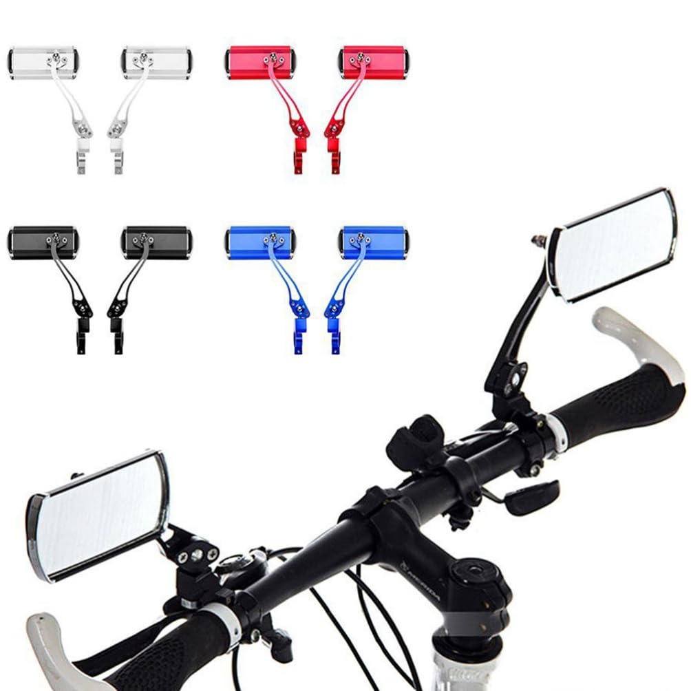 Yardwe Coppia di Specchietti Retrovisori per Bicicletta a 360° Girevoli Compatti Rossi Catarifrangenti per Bicicletta Specchietti Retrovisori per