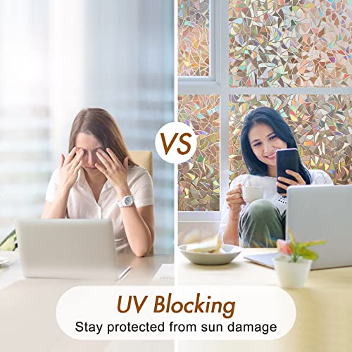 Image of Haton Window Privacy Film, Rainbow Film, Brown 17.5 inch x 78.7 inch