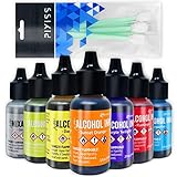 Favorites Collection 5 - Tim Holtz Alcohol Inks and Mixatives 7 Bottle Bundle, Purple Twilight, Dandelion, Citrus, Sunset Orange, Flamingo, Turquoise, Silver Mixative, 10x Pixiss Ink Blending Tools