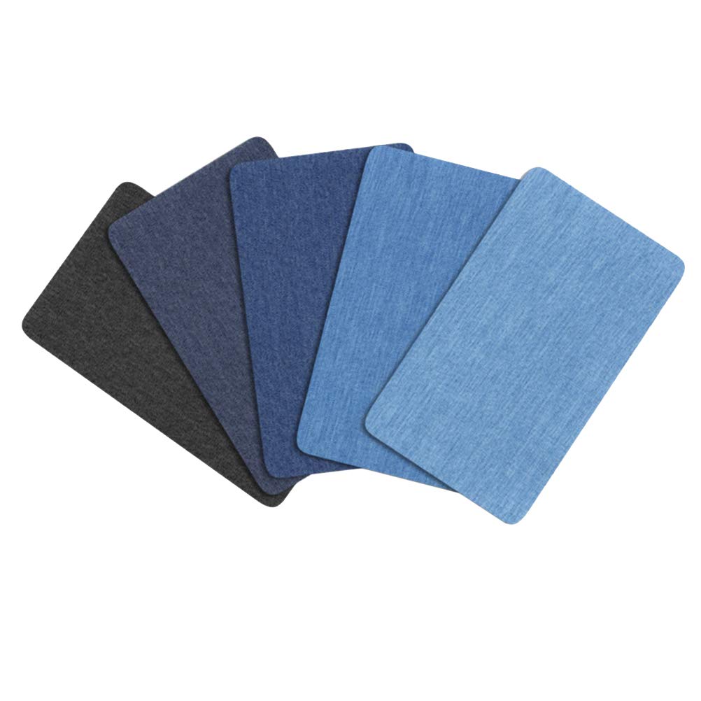 5pcs Cloth Jean Patches Jacket Jean Clothes Stickers No- Sew Shades Blue Repair Patch Jean Patch Repair Decorating Kit Fabric Stickers for Clothing Denim Patches Sewing Suite Hole
