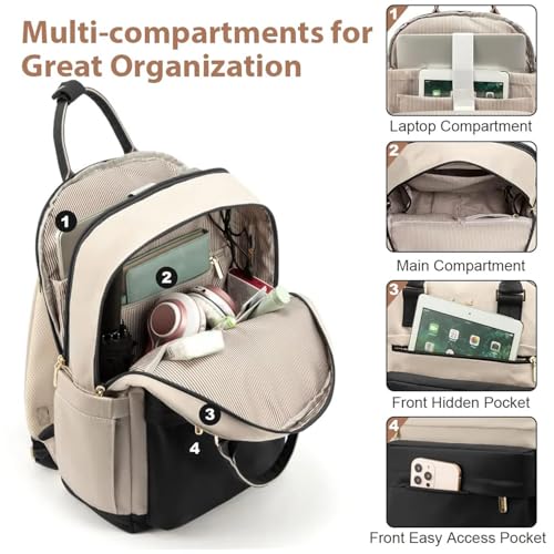 Image of MOCA Women's Minimal Laptop Backpack | Stylish Office & Travel Bag with USB Charging Port | Lightweight, Multi-Pocket, Fits 15.6 inch Laptop
