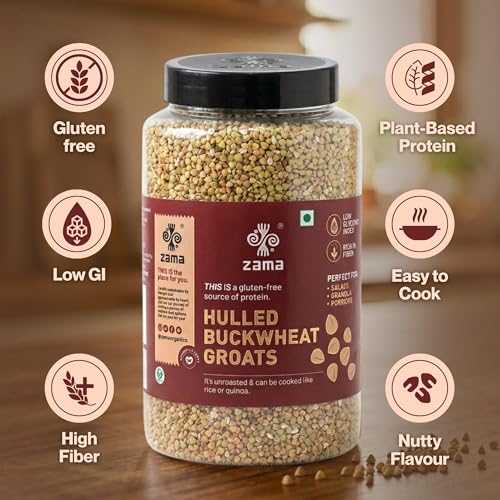 Image of Zama Organics Hulled Buckwheat Groats 1kg | Organically Grown | Gluten Free | Excellent Substitute for Rice | Rich in Vitamins | Good Source of Protein | Healthy Grains | Kuttu Giri