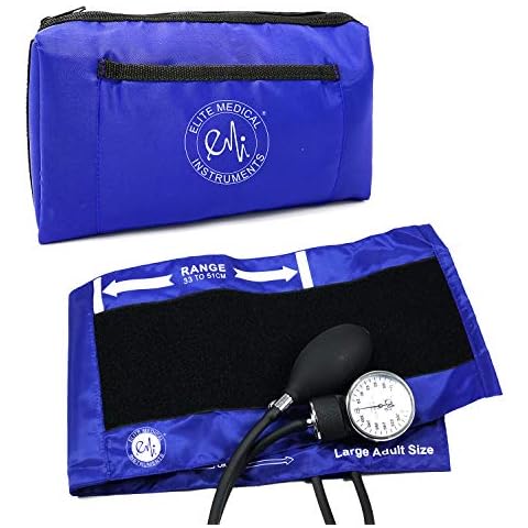 EMI Aneroid Sphygmomanometer Manual Blood Pressure Cuff - Plus Carrying Case (Large Adult - Royal) Cover