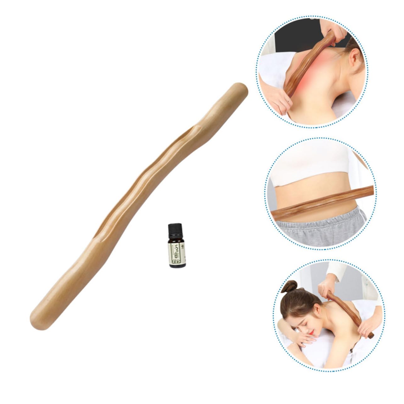 Masajeador de Madera para Masaje Corporal Palo de Masaje 48 Cm Madera Natural Antiestrés Uso en Hogar Relajación Muscular y Alivio para Hombros y Espalda Varios estilos