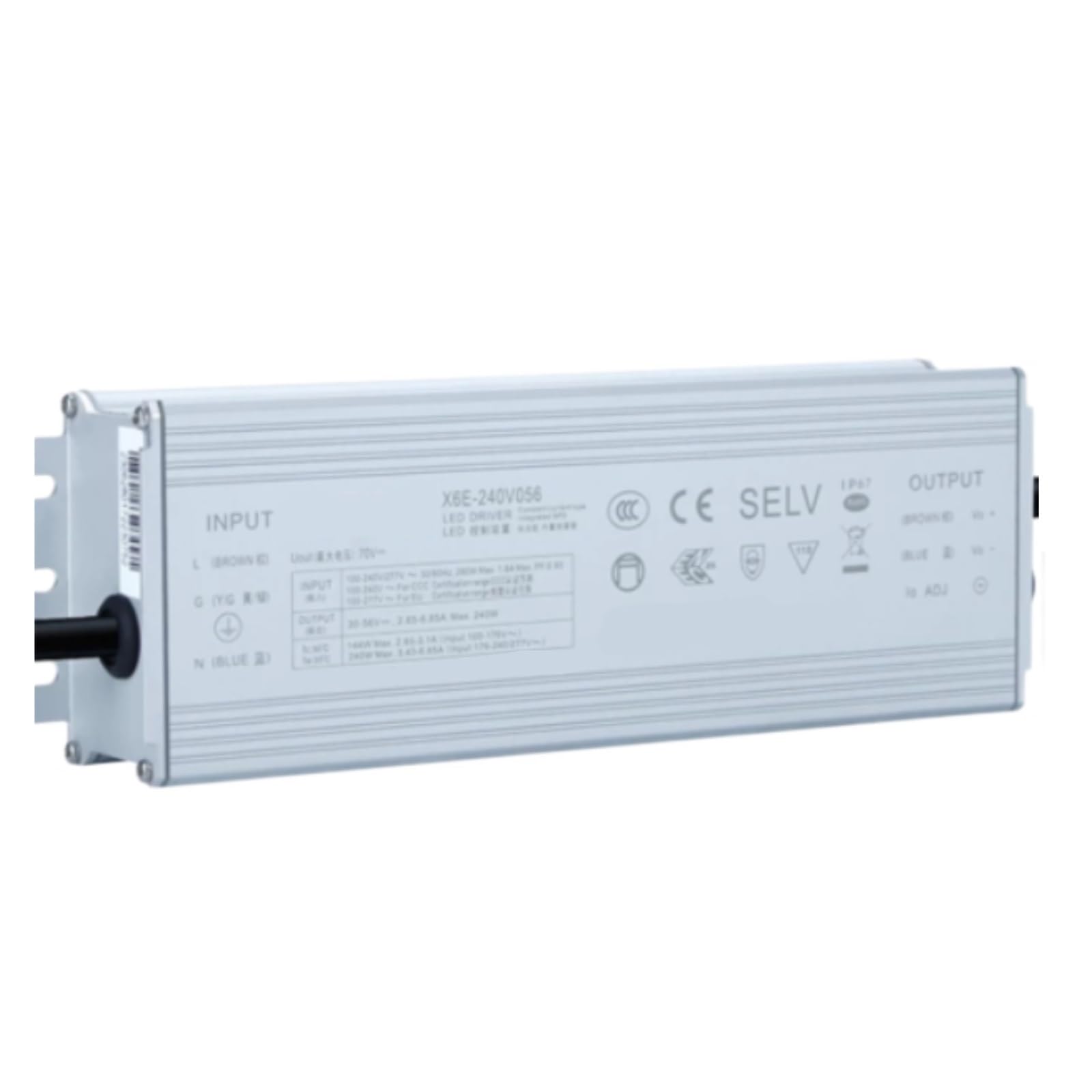 Controlador LED X6E-240V056 30-56V con corriente ajustable de 4,30-6,85 A 3