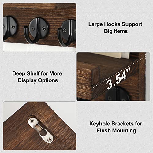 Key Holder for Wall, Decorative Key and Mail Holder with Shelf Has Large Key Hooks for Bags, Coats, Umbrella – Paulownia Wood Key Hanger with Mounting Hardware (9.8”W x 6.7”H x 4.2”D) - Image 4