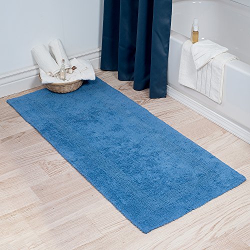 Tapis de bain absorbant grand modèle contre sol froid bleu