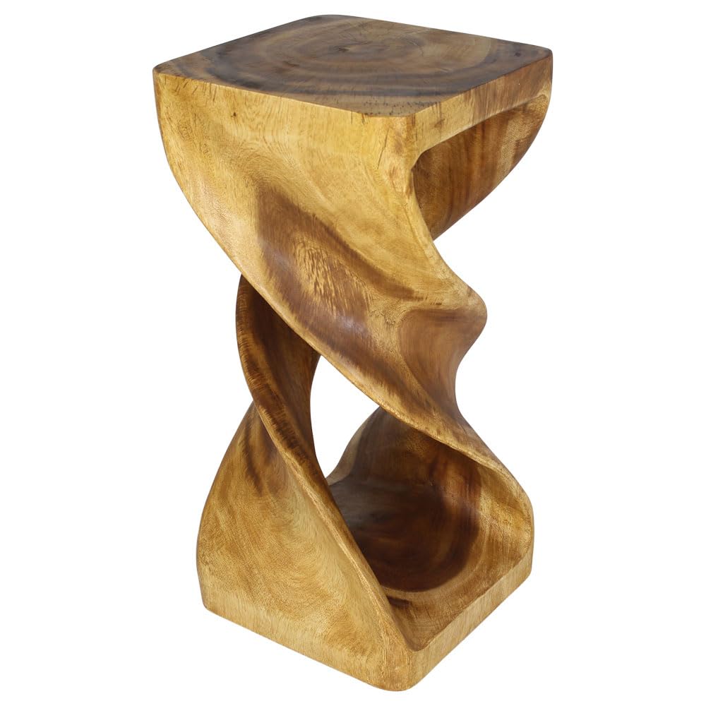 Haussmann® Wood Double Twist Side Table 14 in SQ x 30 in H Oak Oil