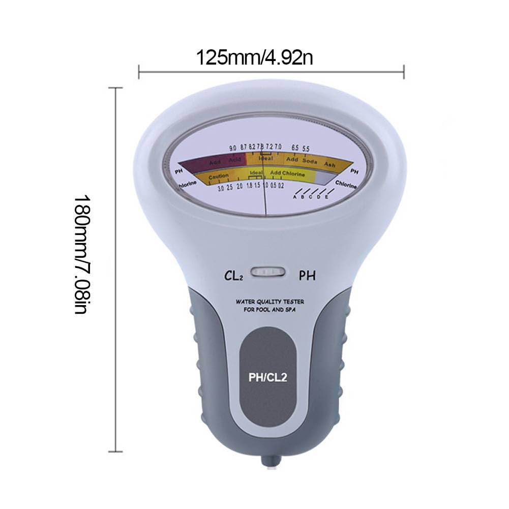 Tester PH 2 in 1, Dispositivo per Test della qualità dell'Acqua, Misuratore di Cloro PH CL2 Misuratore per Cloro d'Acqua Spa per Piscine, per Piombo PH Cloro Durezza Bromo Ferro Rame