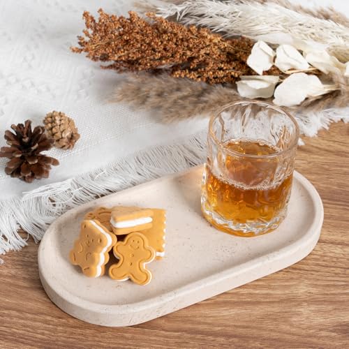 Image of Koville Natural Marble Tray for Bathroom, Vanity Decorative Marble Trays for Countertop Organizer, Catchall Trays for Perfume, Candles, Jewelry, Stone Tray for Decor(Moca Crema Yellow)