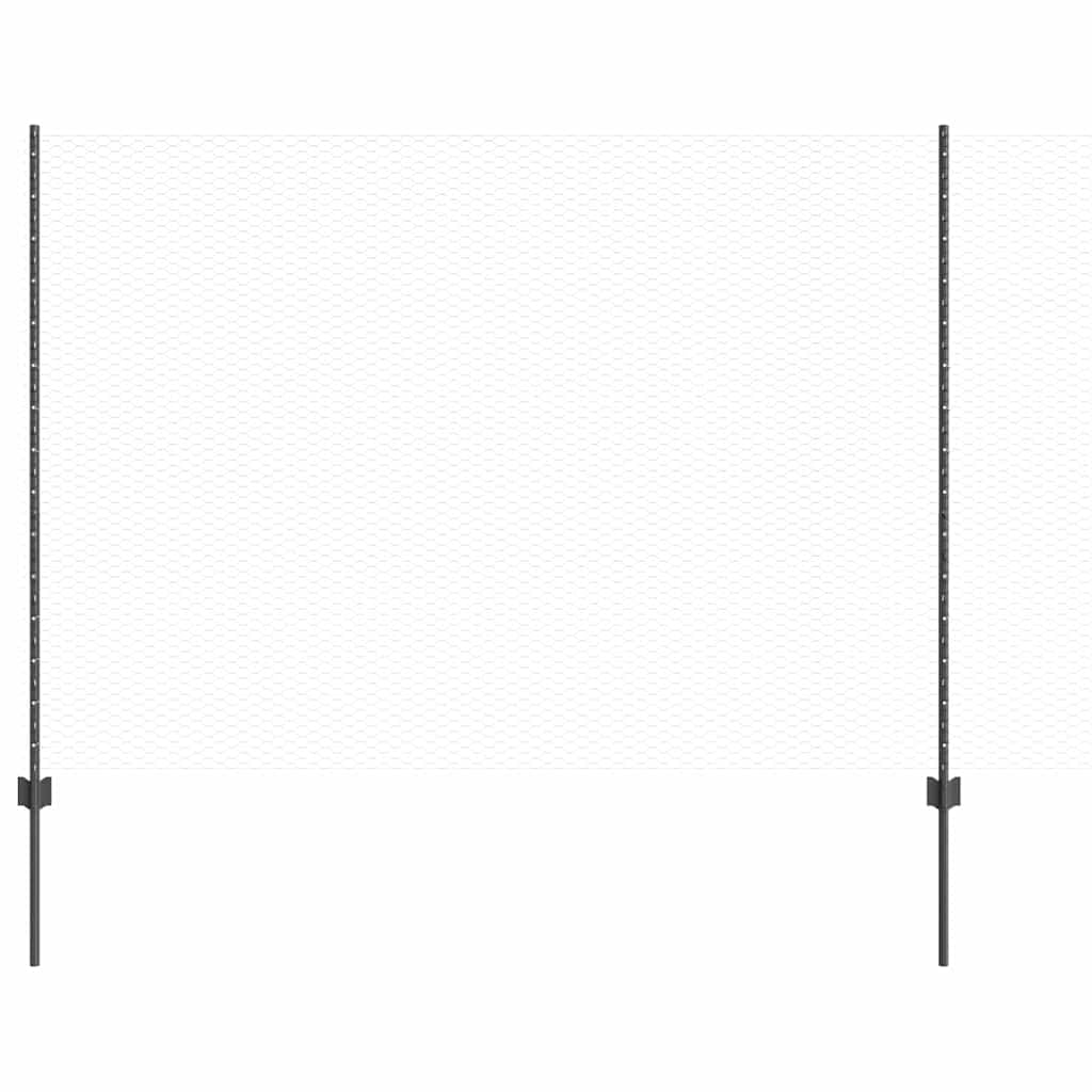 Grey Steel PVC Fence Panel 1.6 x 50 m with Posts Garden Boundary Roll Outdoor Privacy Screen UV Resistant Easy Install for Patio Terrace Backyard