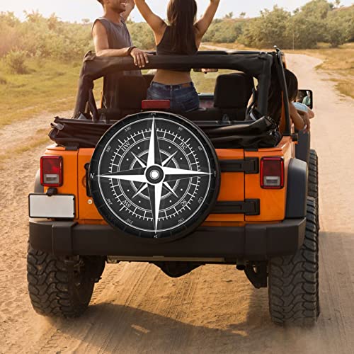 Image of Delerain Compass with Wind-Rose Spare Tire Covers for RV Trailer SUV Truck and Many Vehicle, Wheel Covers Sun Protector Waterproof (15 Inch for Diameter 27 inch-29 inch)