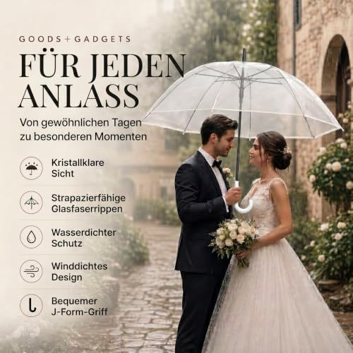 GOODS+GADGETS® Transparenter Regenschirm XXL - Stockschirm Ø 130 cm, weiß – Ansicht 5