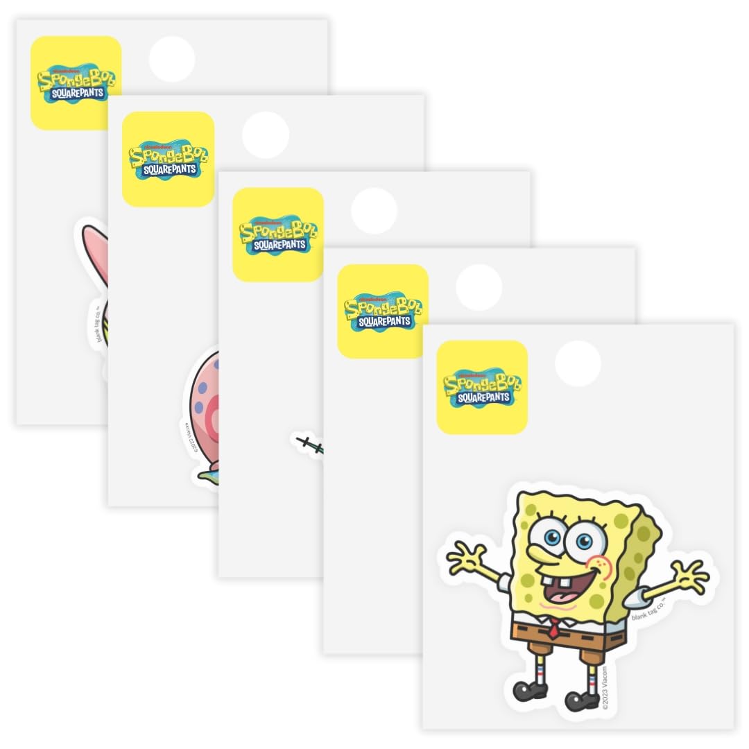Spongebob Squarepants® 5-Pack Sticker Bundle - Waterproof Stickers for Water Bottles and Laptops
