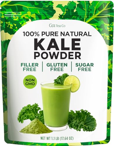 Gya Tea Co Kale Powder 1.1 lb (17.64 oz) - Natural Greens Superfood for Baking, Beverages, Smoothies, Drinks Mix, Gluten Free, Vegan Friendly, Non-GMO, No Additives