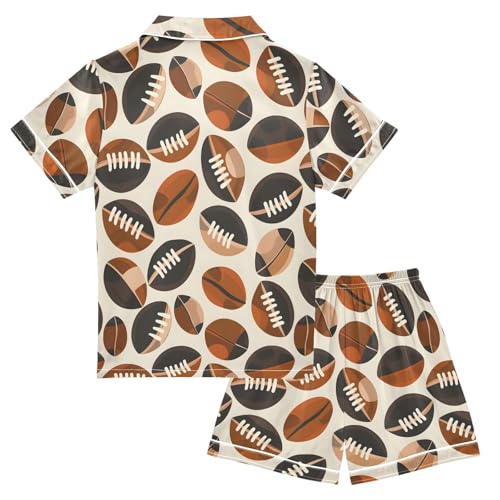 ALAZA Colorful Rugby Ball Sport Satin Pajamas Set Short Sleeve Button Down Sleepwear Summer Pjs 2 Piece2