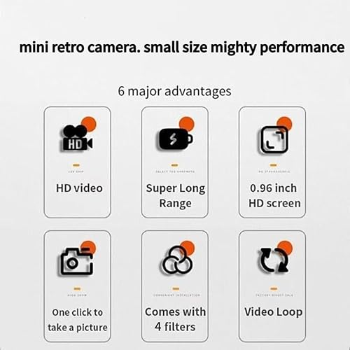 Miniatura 8 de Mini cámara con llavero, pequeño broche retro, cámara digital pequeña de 1080P con tarjeta de 32 GB, grabadora de video de bolsillo nostalgia