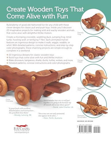 Animated Animal Toys in Wood: 20 Projects that Walk, Wobble & Roll (Fox Chapel Publishing) Patterns & Directions for Making Dinosaurs, a Shark, Duck, Turtle, Wolf, Frog, Hippo, Dog, & More for Kids - Image 2