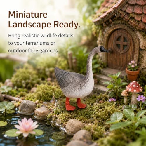 Estatua realista de ganso gris de plástico 4.7" miniatura 5