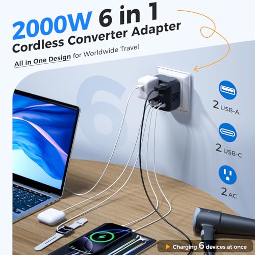 Image of DOACE 2000W 220V to 110V Converter for European Travel for Hair Dryer