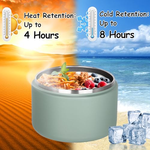Image of Pawtong 12oz Insulated Vacuum Food Jar with Buckle Lid Wide Mouth Soup Thermo for Hot Food Kids Leakproof Stainless Steel Lunch Container