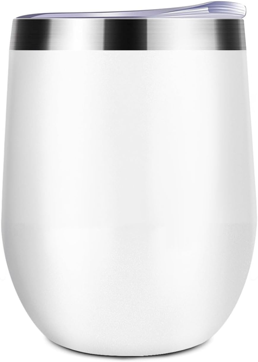 Personalized 12oz Wine Tumbler with Your Photo Text Logo Name Custom Stainless Steel Tumblers for Men Women Customize Travel Mug Gift for Dad Mom Friends Birthday Christmas, NoCustom