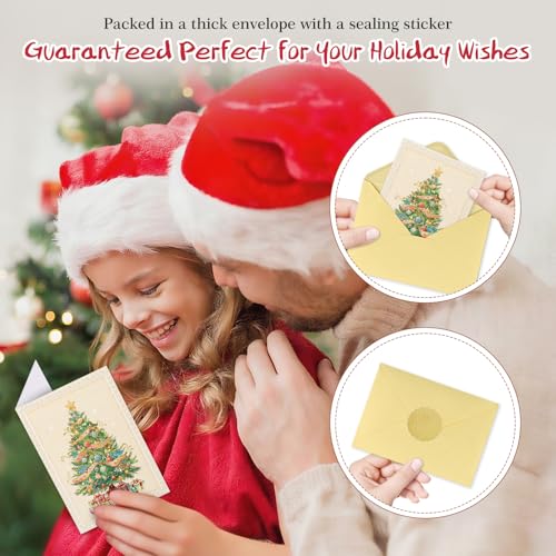 Image of FLYAB Merry Christmas Card for Family Friends Coworkers,Embossed Tree Gift