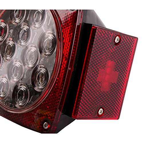 [ALL STAR TRUCK PARTS] 12V Waterproof Square LED Trailer Tail Light Kit Clear Lens Red Trailer Brake Stop Tail Turn Signal Running Lights License Kit for Camper Truck RV Boat Trailer Snowmobile Marine - Thumbnail 5