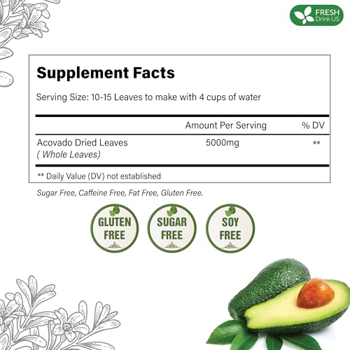 Image of FRESHDRINKUS, Premium 16oz Avocado Dried Leaves, 100% Natural & Pure form Avocado Leaves, Avocado Leaf Tea, Avocado Herbal Tea, No Additives, No Caffeine, Vegan