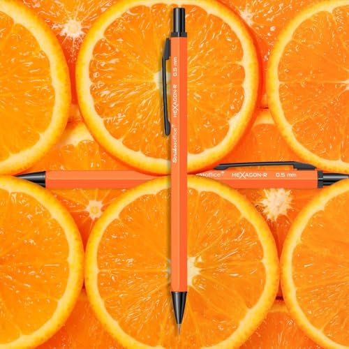 Image of Scrikss 0.7 mm Cute Aesthetic Mechanical Clutch Lead Pen Pencil | for Drafting Sketching Drawing | Orange Penpencil | Hexagon-R