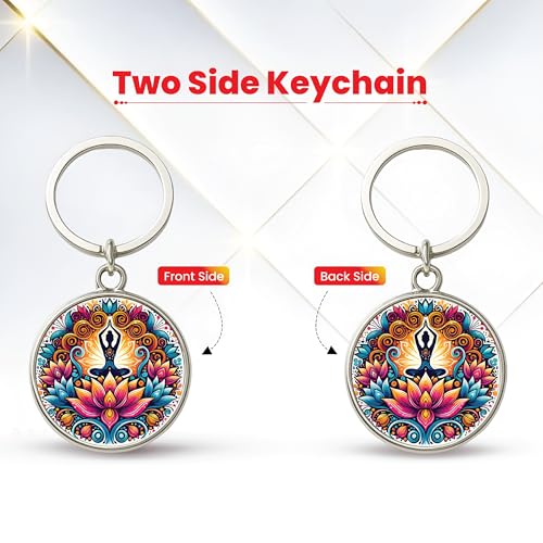 Image of MG | Protective Evil Eye /Spiritual Symbols /Om /Motivational Keychains | Double-Sided Metal Key Ring | Good Luck and devine Charm for Car, Bike, Home & Office