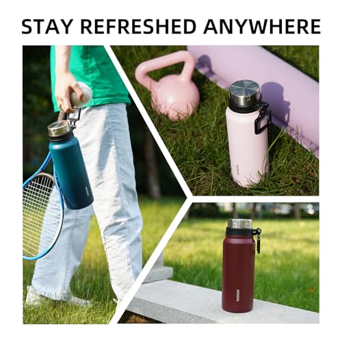 Image of BJPKPK 32oz Large Insulated Water Bottle with Handle, Stainless Steel | Leak-Proof BPA-Free Large Water Bottle, Stainless Steel Vacuum Insulated Bottle for Gym, Work, Outdoor & Everyday Use