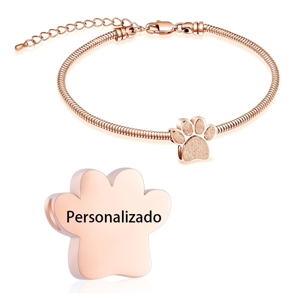 QGJNSGC Urn Bracelet for Ashes for Women Men Dog Cat Paw Print Pet Cremation Jewelry Adjustable Memorial Keepsake Link Bracelet