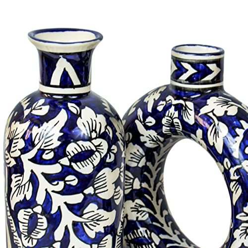 Image of TIED RIBBONS Set of 2 Ceramic Vase (Multi, 7 & 7.5 Inches) for Home Decoration Flowers Plants Pampas Grass Living Room Bedroom Bathroom Office Dining Table Decor Decorative Showpiece Gift Items