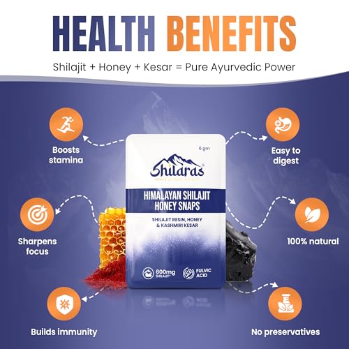 Image of Himalayan Shilajit Honey Snaps | Shilajeet Resin with Honey and Kesar Flavour | 600mg Pure Himalayan Shilajit | Improve Energy Strength and Immunity Booster for Men and Women (Pack of 5)