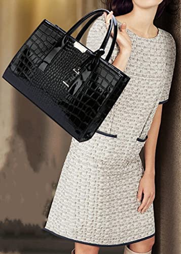 Bolso de mano para mujer con patrón cocodrilo de PU miniatura 3