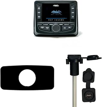 Wet Sounds WS-MC-2 with Marine SEADASH3B Universal Marine 3" Radio Dash Kit - Black, and SMRAUXUSB3 USB/Aux