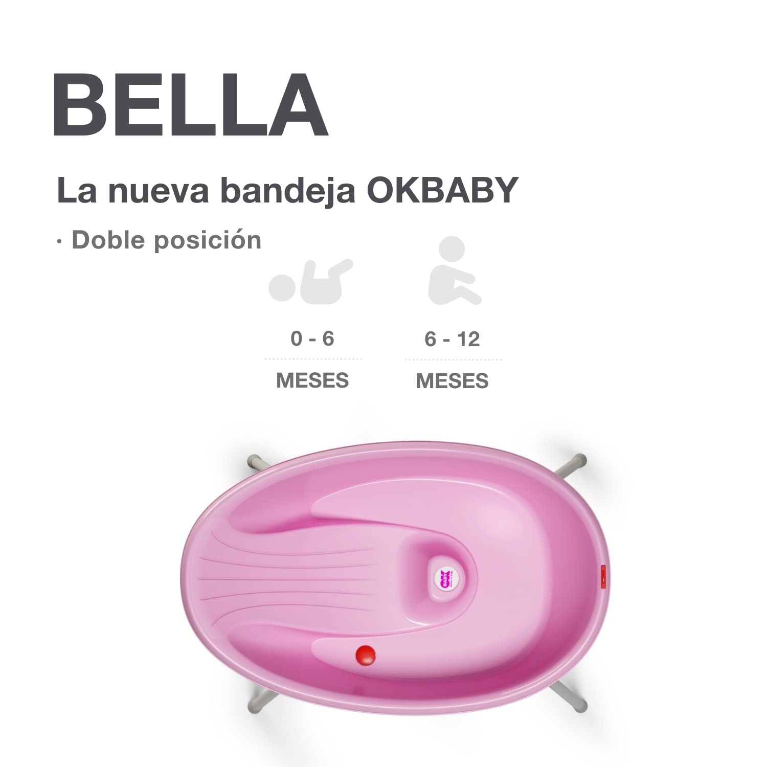 OKBABY Kit Bella bañera más soporte - Perfecto para la hora del baño desde 0-12 meses - Rosa