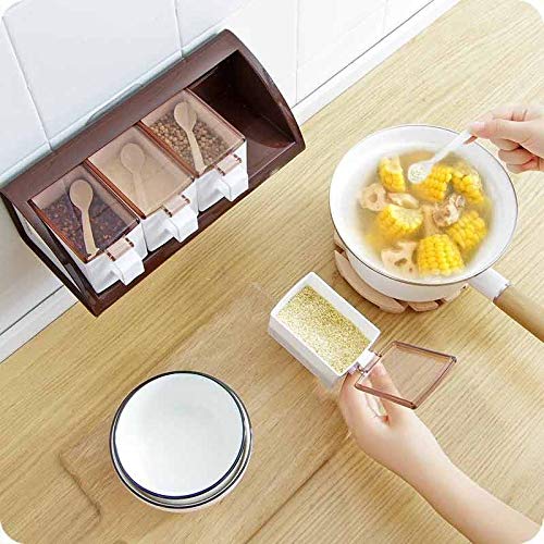 barattoli di stoccaggio Barattoli di spezie, barattoli di condimento Barattolo di spezie Scatola di condimento, 3/4Pcs Set Cucina Spice Storage Bottiglia, Barattoli Trasparente Sale Pepe