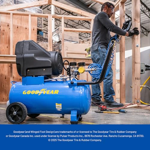 Image of Goodyear 8 Gallon 150 PSI Oil Free Portable Horizontal Electric Air Compressor