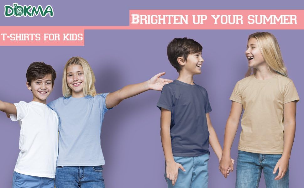 DOKMA Boys' Short Sleeve T-Shirts – Jersey Crew Neck 5-Pack Tagless Tees, 1-5years, 100% Cotton, Multipack, Blue3