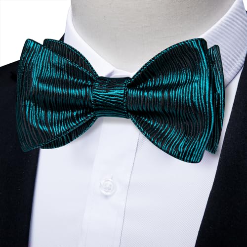 Image of DiBanGu Mens Silk Self Bow Tie Set 4PCS for Tuxedo Wedding