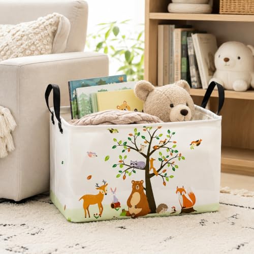 Image of Woodland Animal Storage Basket Gift Storage Basket for Kid Room, Home and Kitchen Storage
