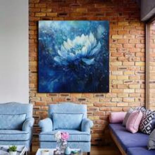 Nénuphar bleu toile art mural décoration maison grande affiche peinture murale - 2