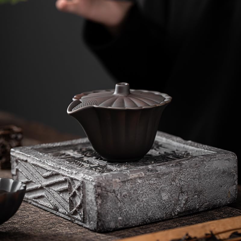 Ceramiczny dzbanek, ręcznie rzeźbiony ceramiczny czajniczek w kształcie płatka, chiński zestaw do herbaty Gaiwan Kung Fu, zaparzacz do herbaty Pu'er