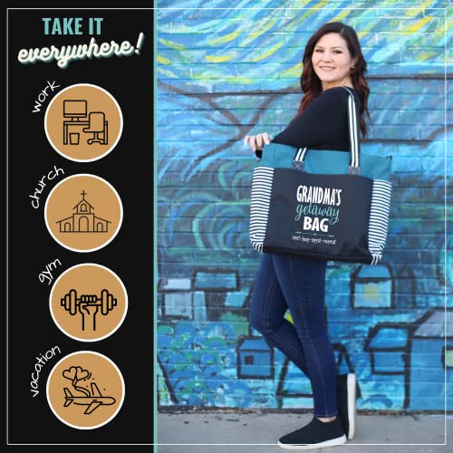 Brooke & Jess Designs Tote Bag for Grandma โ Sturdy Canvas Grandma Tote w/Zipper & Inner Pocket Grandma Bag for Everyday Use 7