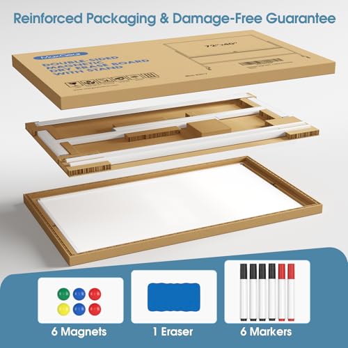 MaxGear Big Mobile Whiteboard, 72x40 Double Sided Magnetic Dry Erase Board with Stand, Height Adjustable Rolling Whiteboard for Home, School & Office, Heavy-Duty Aluminum Frame & Reinforced Packaging by MaxGear - Image 2