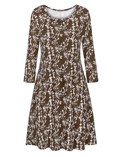 Image of Tanst Sky Womens Casual Round Neck Plus Size Floral Tunic Shirt Dress with Pockets